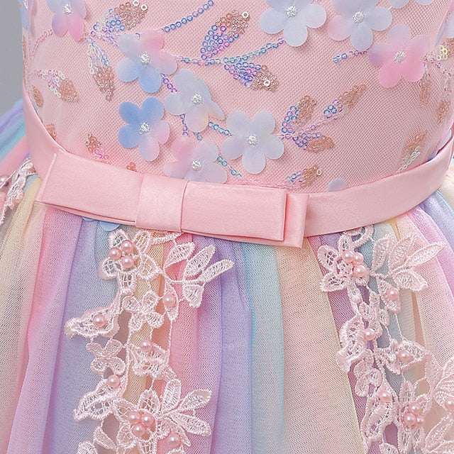 Party Dress Girl Flower Color Solid Girls' Kids