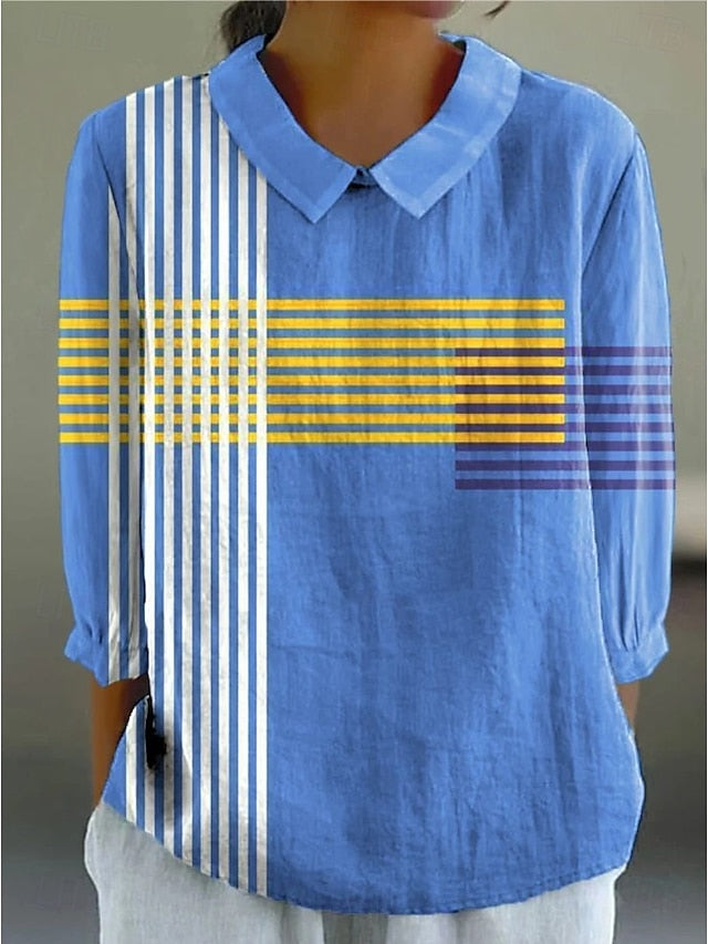 Women's Blouse Long Sleeve Peter Pan Collar Casual Graphic