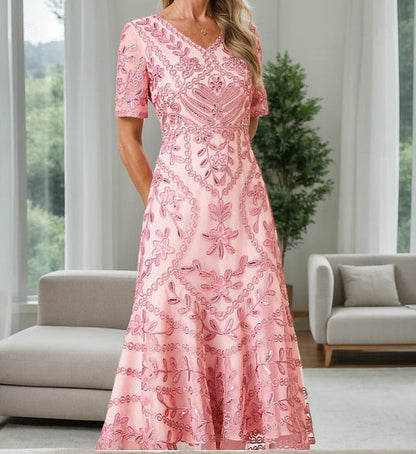 Mother Bride Elegant the Dress V A-Line Vintage of Party