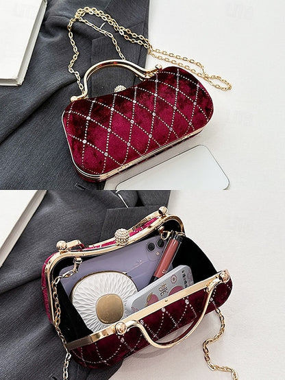 Women's Evening Accents - Velvet with Purse Quilted Diamond