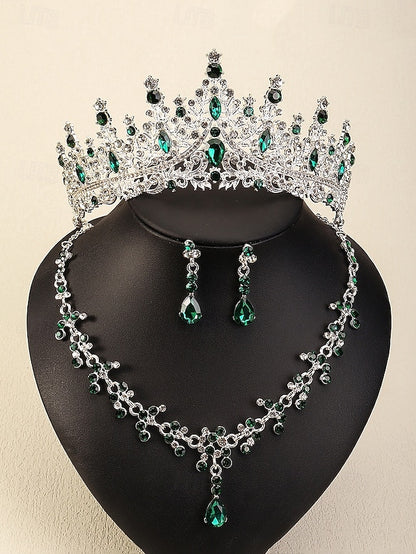 Necklace Set Gold-Plated Tiara and – Sparkling Crown Diamond