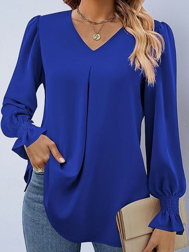 Women's Shirt Satin Shirt Blouse Plain Stylish Basic