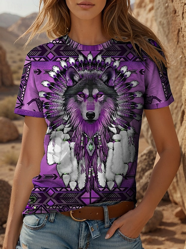 Women's Boho T Shirt Graphic Animal Geometric Vintage