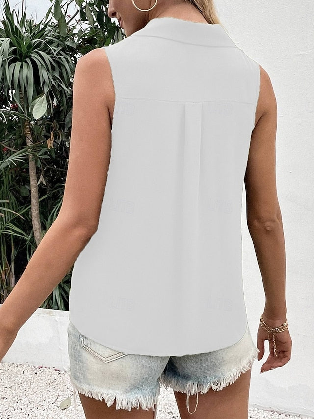 Women's Camisole Tank Top Buttons Solid Color Daily Stylish