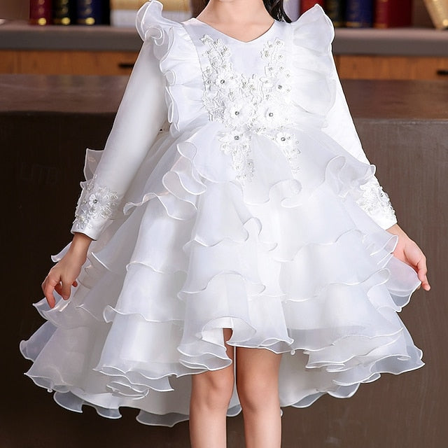 Wedding Dress Sleeve Party Special Kids Long Girls' Flower