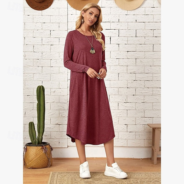 Women's Midi Dress T Shirt Dress Tee Dress Shift Dress