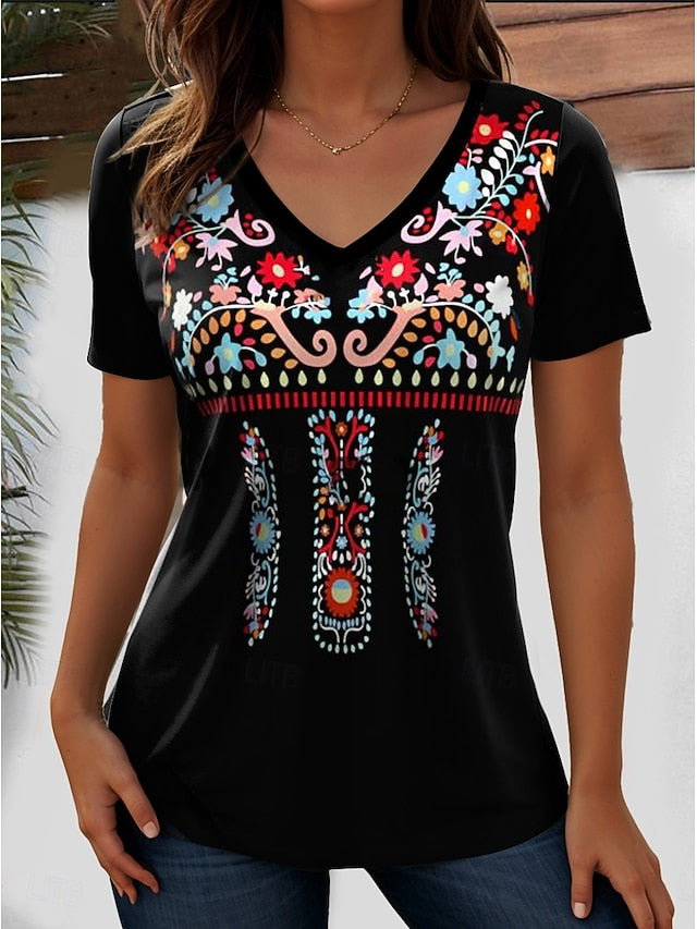 Women's T Shirt Graphic Paisley Bohemia Stylish Casual