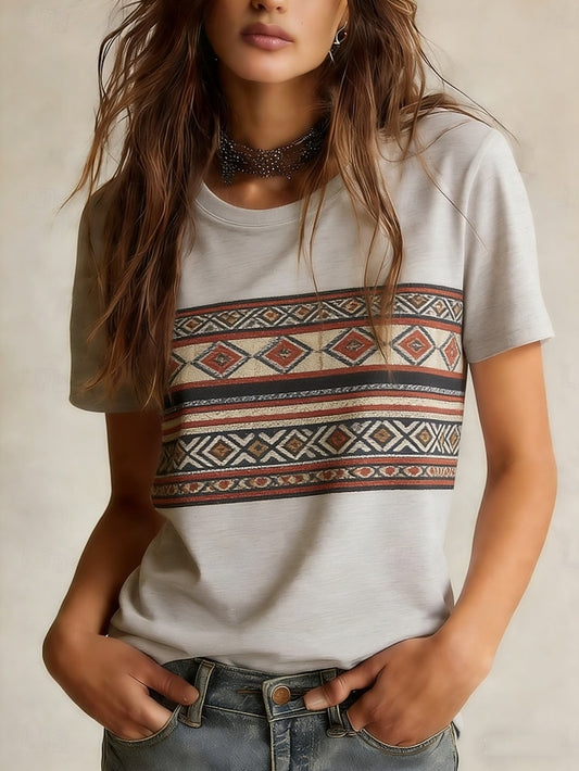Women's T Shirt Tee Top Print Graphic Geometric Bohemia