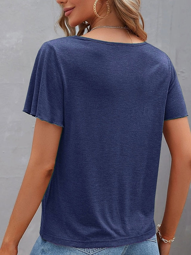Women's T Shirt Plain Fashion Modern Casual Short Sleeve V
