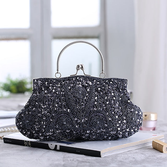 Beaded Evening White Clutch – Purse Vintage Women's