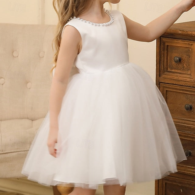 Wedding Dress Sleeveless Color Party Kids Girls' Solid