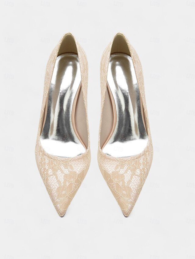 Women's Lace-Embroidered - Pointed-Toe Heels Stiletto