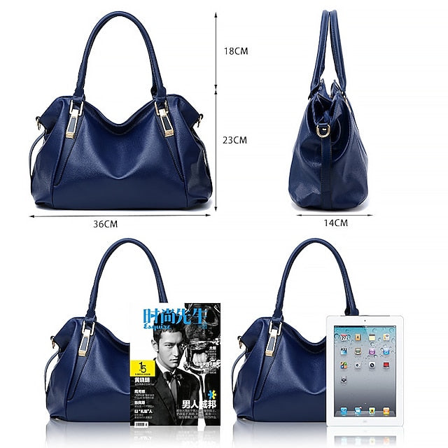 Handles Women’s and Top Faux with Handbag Black Leather