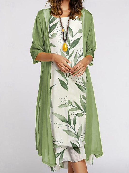 Women's Dress Set Summer Dress Casual Floral Print Midi