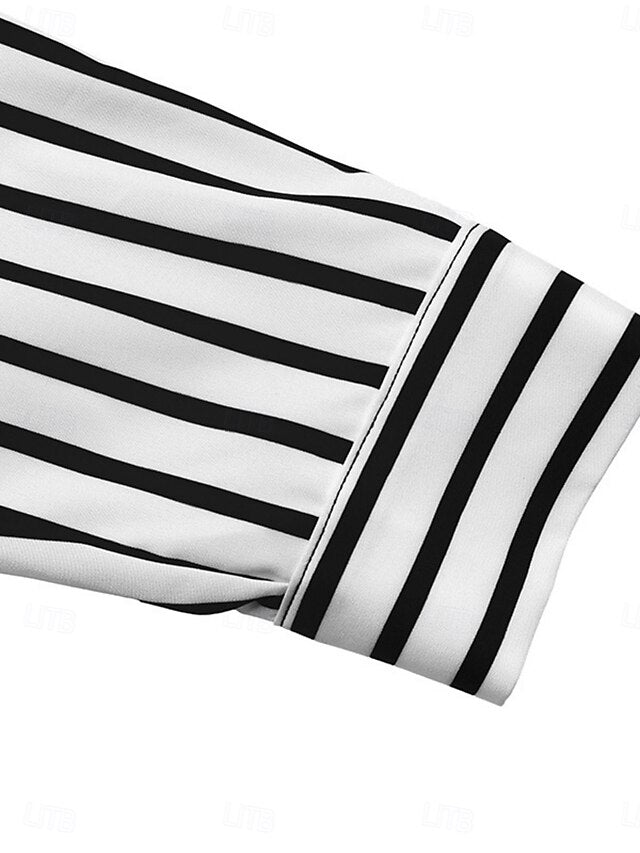Women's Blouse Lace up Print Striped Elegant Stylish Casual
