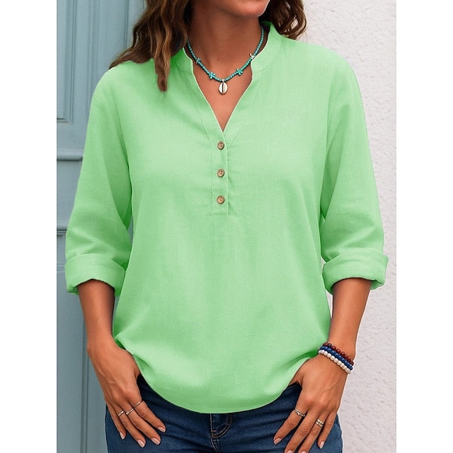 Women's Blouse Buttons Solid Color Daily Stylish Casual