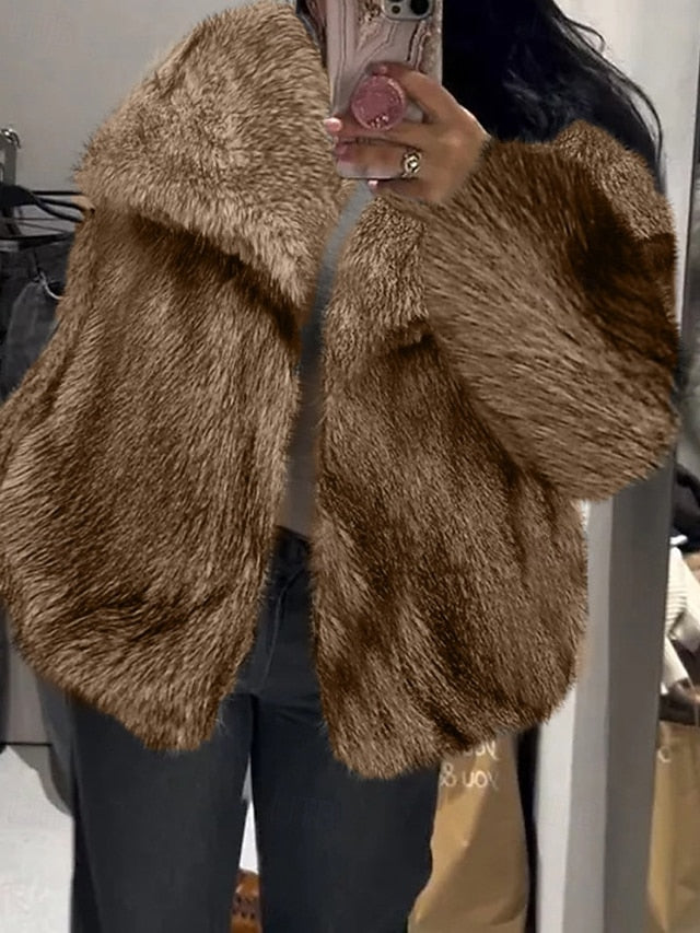 Faux Comfortable Warm Fur Women's Leathers Coat Furs