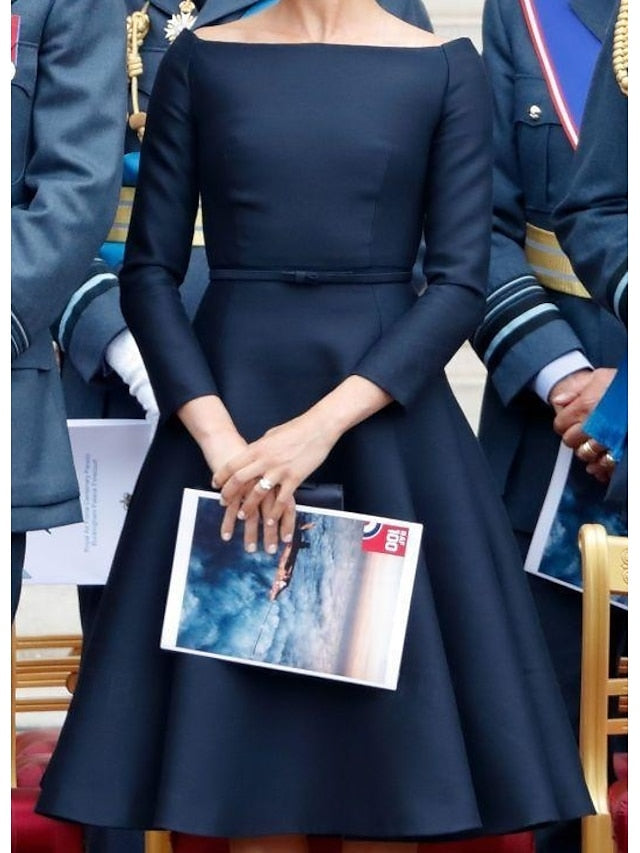 Neck Tea Mother A-Line Dress Elegant Jewel the of Bride Simple