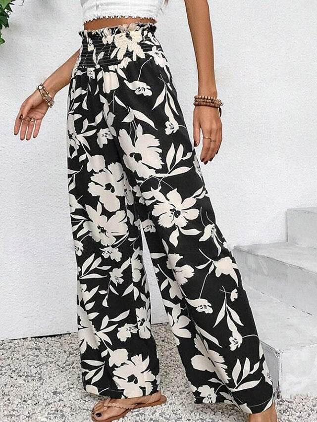 Women's Slacks Pants Trousers Boho Full Length Natural