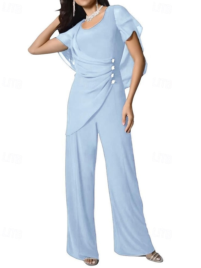 Dress Mother / Bride Jumpsuit of the Elegant Pantsuit Cape