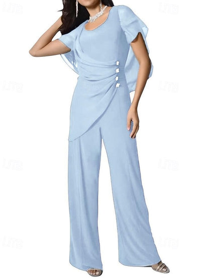 Dress Mother / Bride Jumpsuit of the Elegant Pantsuit Cape