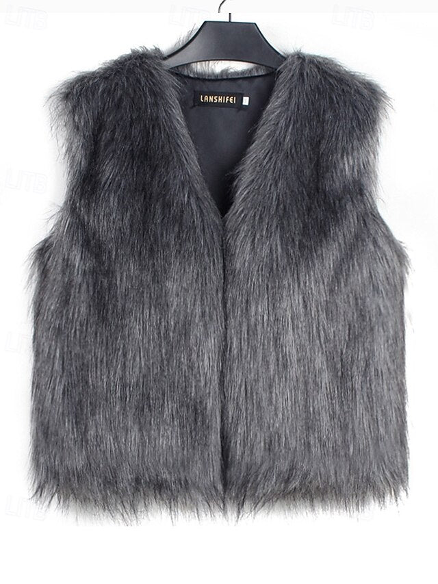Women's Coat Comfortable Faux Fur Furs Leathers Vest