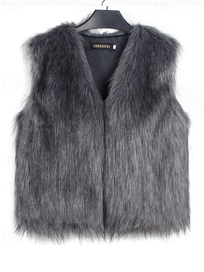 Women's Coat Comfortable Faux Fur Furs Leathers Vest
