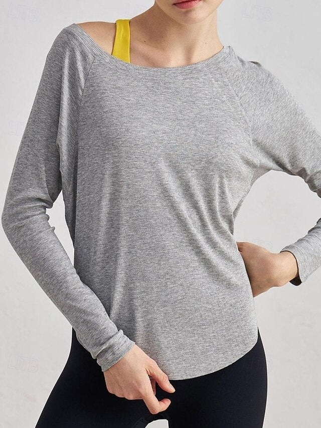 Women's Raglan T Shirt Sports T-Shirt Knit Tee Textured