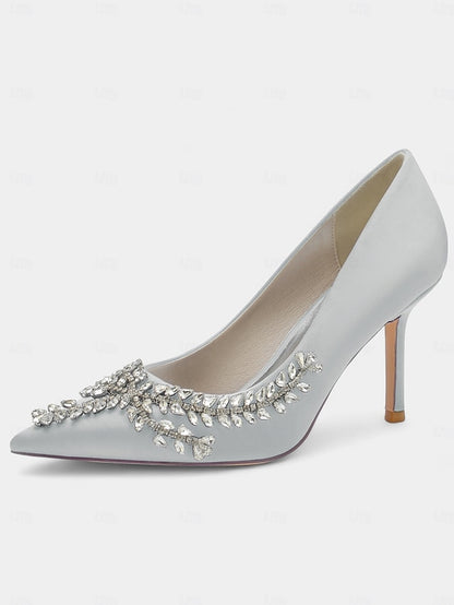 Women's Heels Rhinestone-Embellished Stiletto Satin –