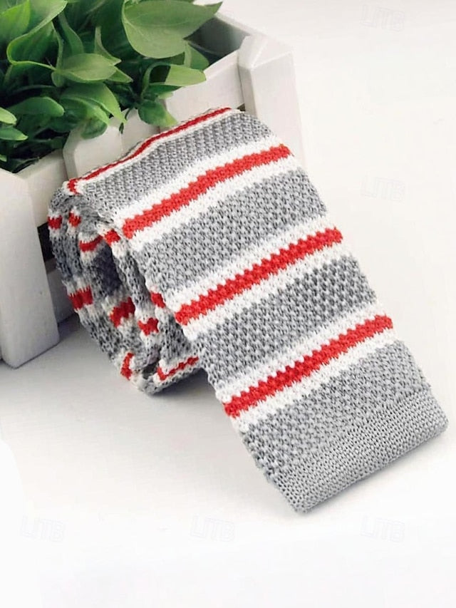 Stylish Christmas Men's Woven - Tie Knit Neck Stripe