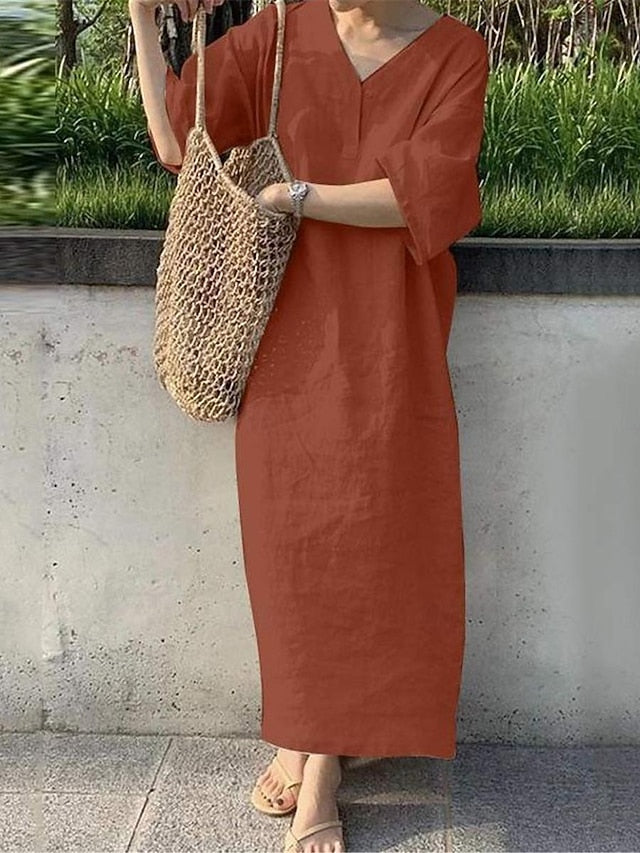 Women's Navy Blue Orange Green Summer Spring Maxi Dress
