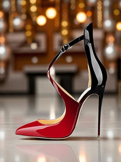 Stiletto Heels Patent Women's - Purple Strappy Leather