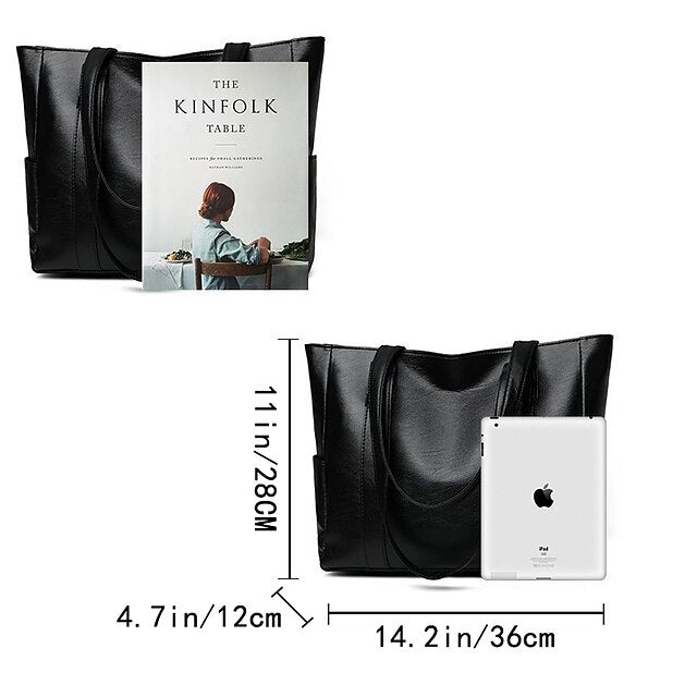 Bag Black – Leather Large Faux Women's Tote Stylish