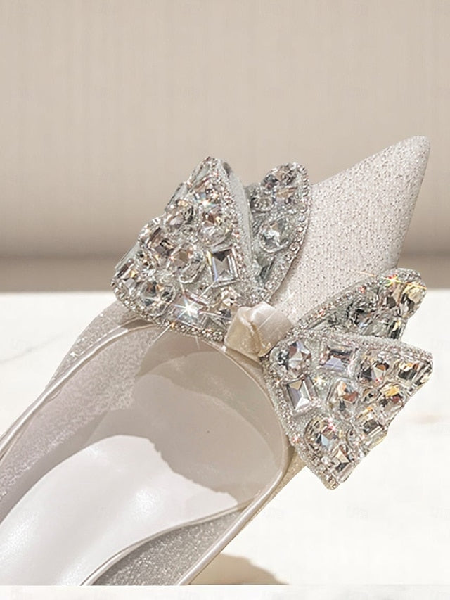 Women's Heels Rhinestone Bow with Glitter High