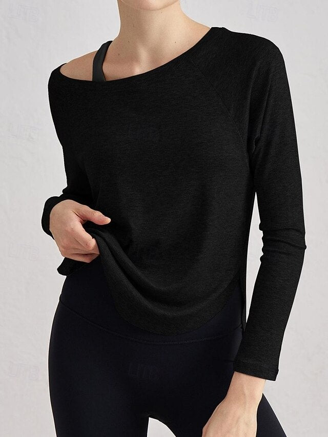 Women's Raglan T Shirt Sports T-Shirt Knit Tee Textured