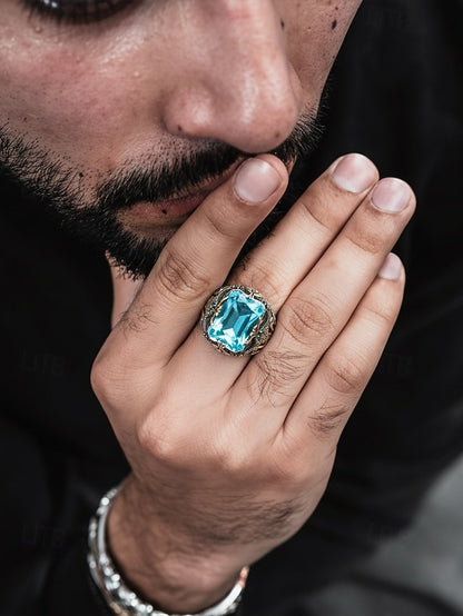 Gemstone Men's Ring Alloy