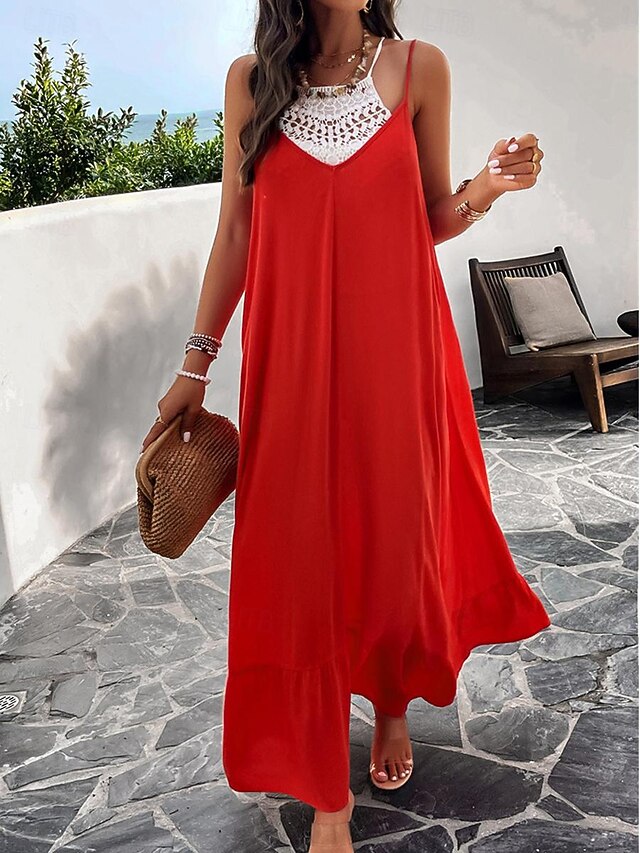 Women's Casual Dress Long Dress Maxi Dress Backless Pocket
