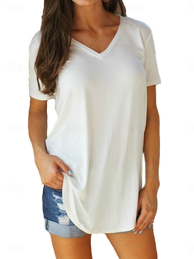 Women's T Shirt Tee Top Solid Color Fashion Basic Classic