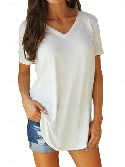 Women's T Shirt Tee Top Solid Color Fashion Basic Classic