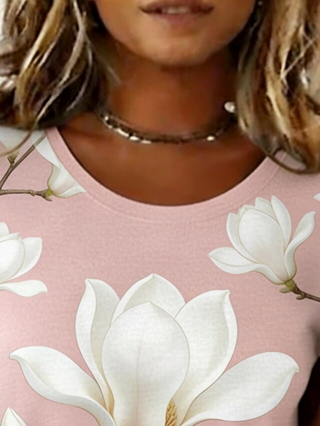 Women's T Shirt Tee Print Floral Vintage Casual Short
