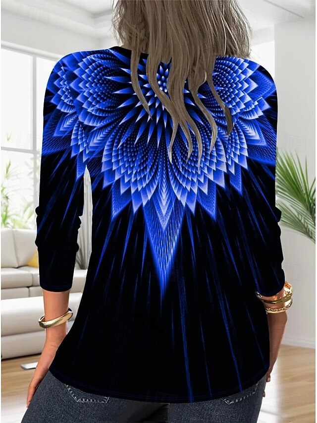Women's T Shirt V Neck Long Sleeve Tunic Graphic Geometric