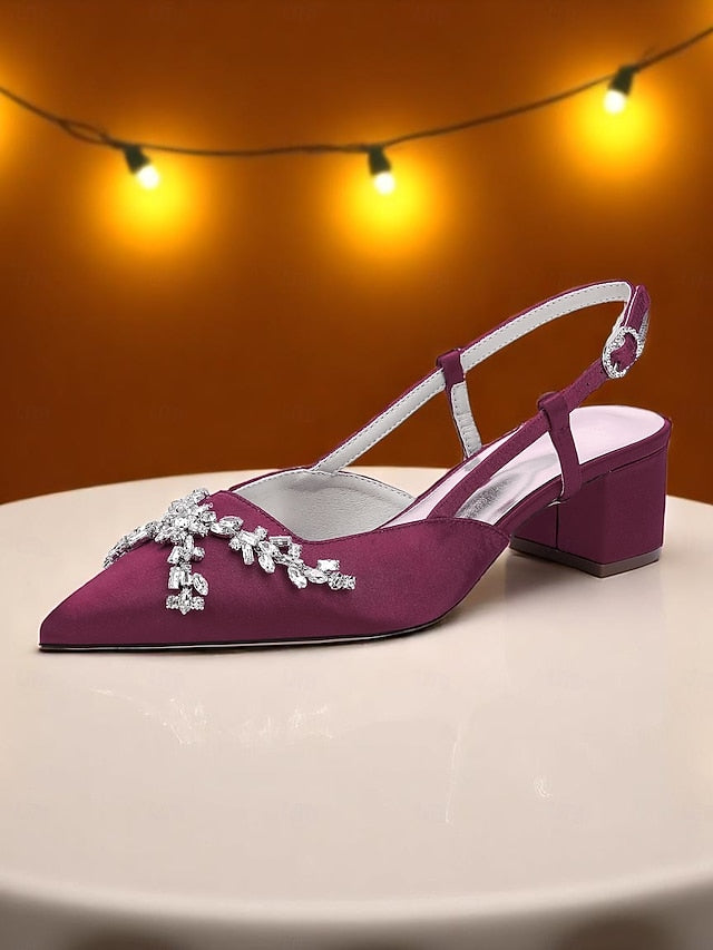 Slingback Satin Black Women's Heels