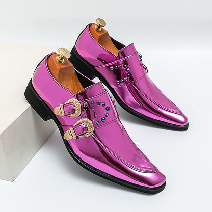 Metallic Loafers – Men's Fashion Shoes Pink Buckle