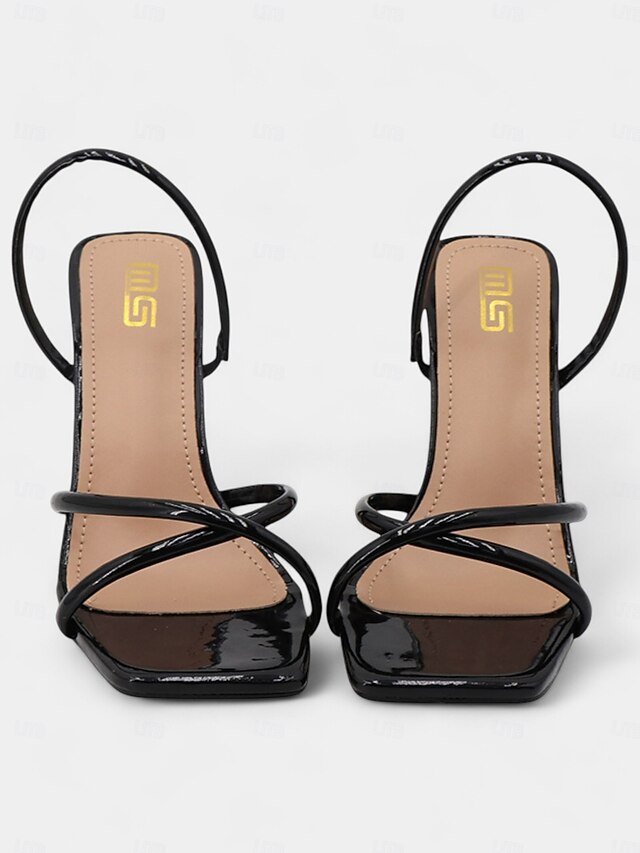 with Toe Square Heeled Sandals Strappy Beige Design –