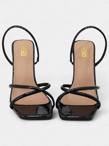 with Toe Square Heeled Sandals Strappy Beige Design –