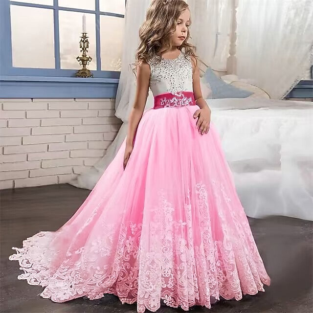 Sleeveless Kids Girl Girls' Dress Flower Wedding