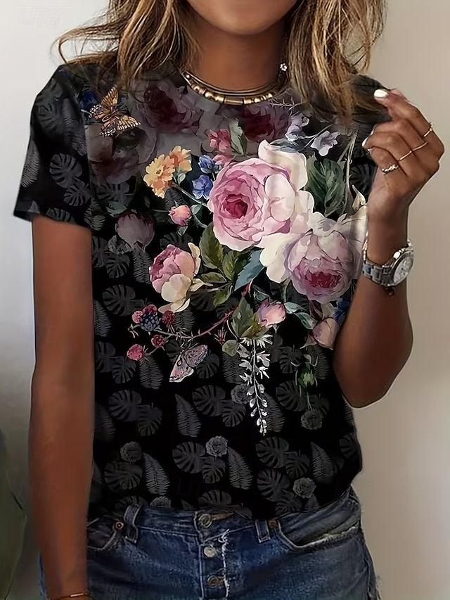 Women's T Shirt Letter Stylish Basic Classic Short Sleeve