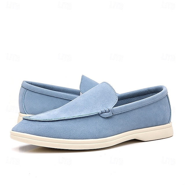 Blue Slip-On Loafers Light Men's Faux Casual – Breathable