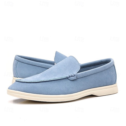 Blue Slip-On Loafers Light Men's Faux Casual – Breathable