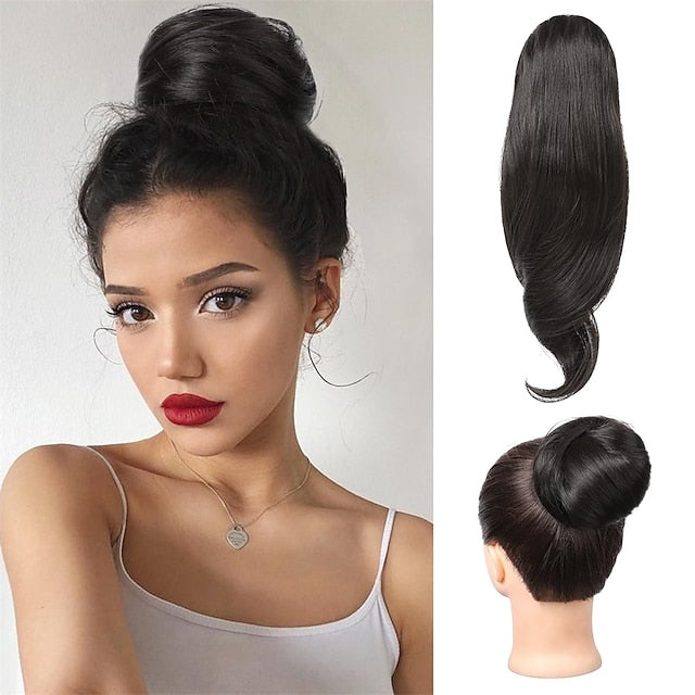 Messy Hair Bun Top Knot Clip in Bun Fake Hair Bun Ponytail